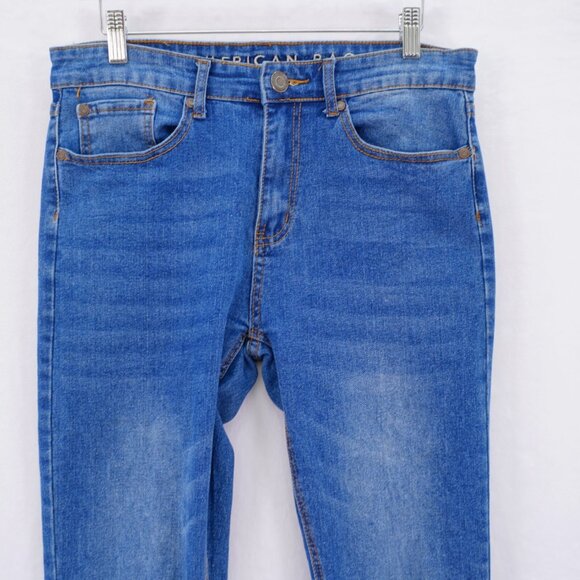 American Rag Comfort Stretch Blue Denim Jeans 31 / 31.5 Mid Rise Stone Wash Whis - Picture 3 of 10